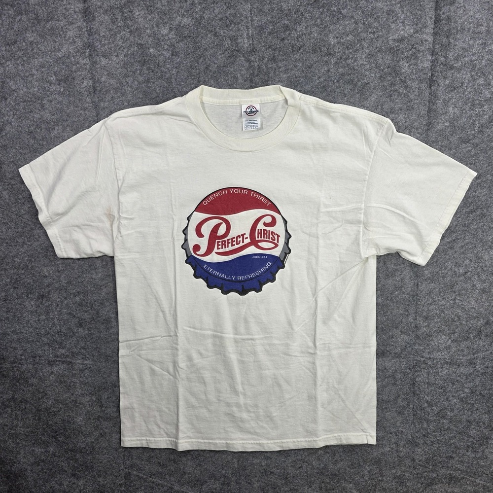Perfect Christ John 4:14 Shirt Large White Delta Pro Weight Christian Pepsi Cola